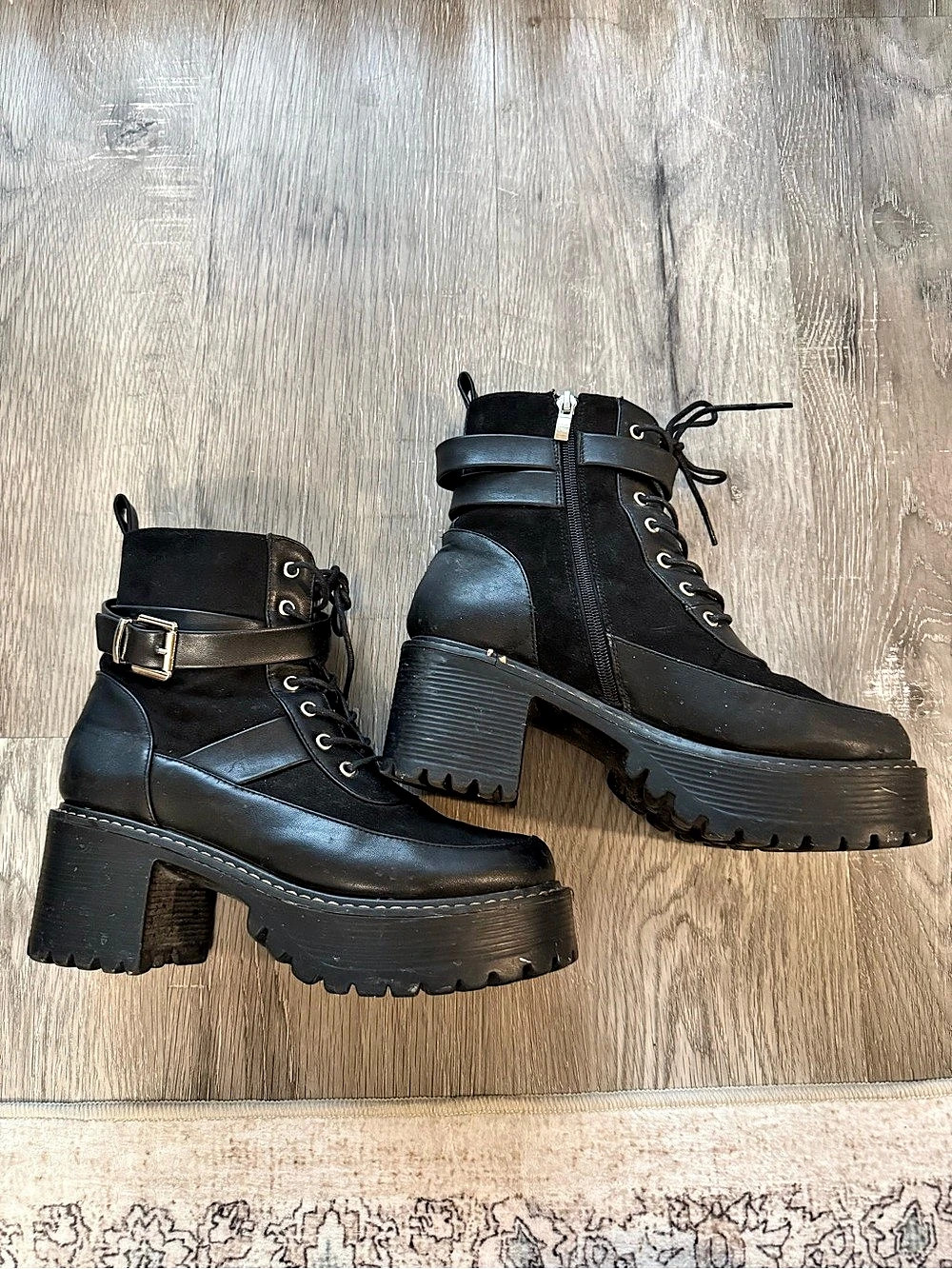 Black Platform Combat Boots